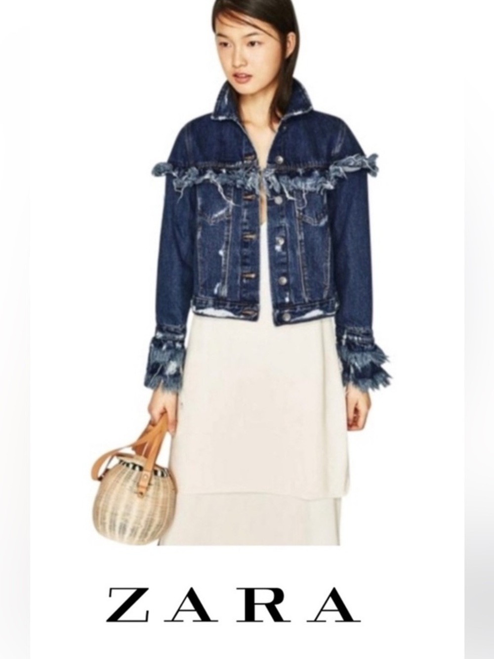 Zara distressed denim jacket